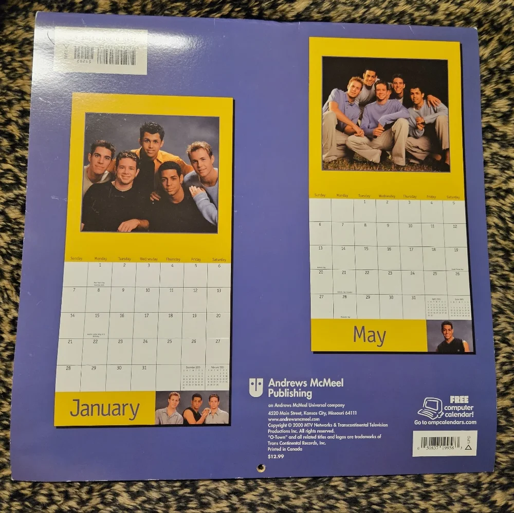 OTown 2001 Calendar | Vintage | Y2K | Boy Band | Wall Calendar | Music